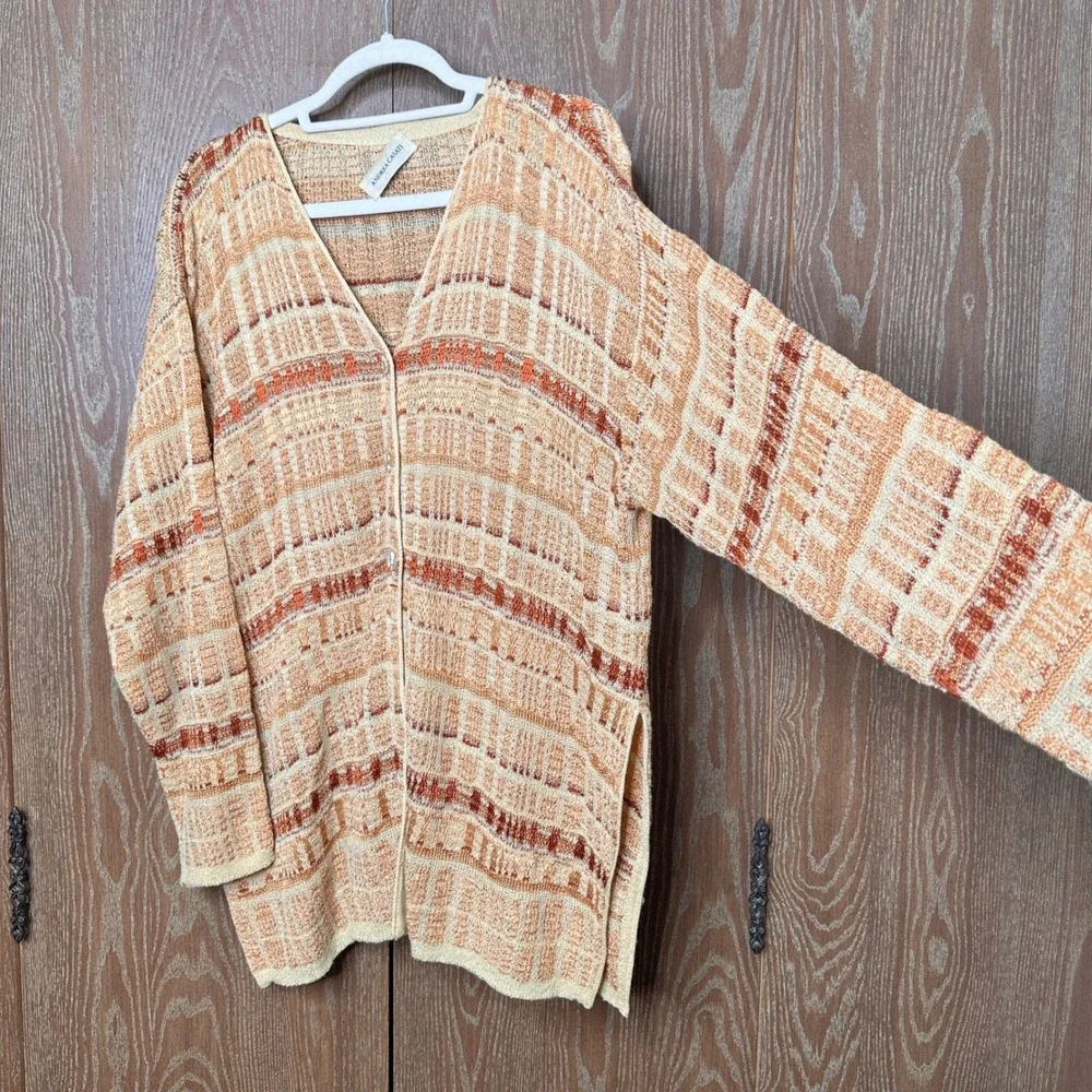 Andrea Casati Vintage Italian Knit Cardigan Sweater Cream Copper Italy Vacation - Picture 3 of 11